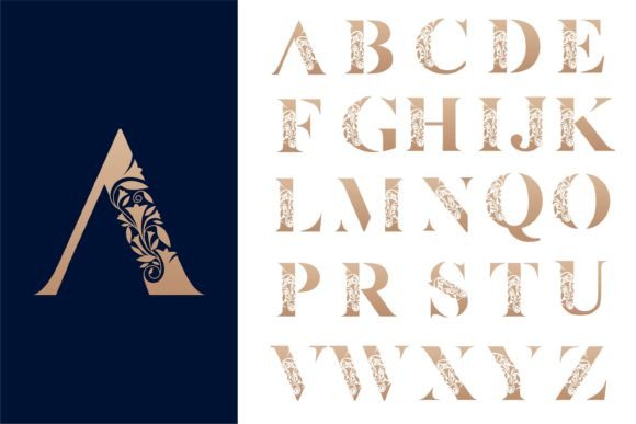 Alphabets a to Z with Flower Design