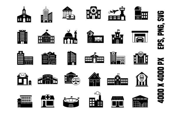 Black Set of Buildings Icons: Streamlining Your Design Workflow