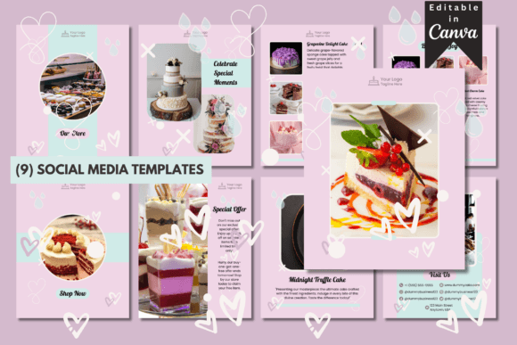 Girly Cake Delights Social Media Pack: Elevating Your Brand's Visual Story