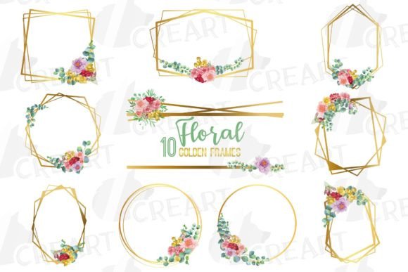 Golden Floral Frames Clip Art Pack: Elevate Your Designs with Elegance