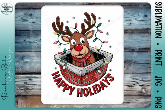 Happy Holidays Rudolph Christmas Lights Design