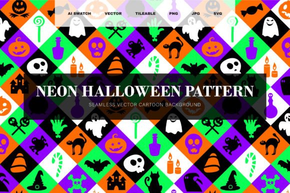 Neon Halloween Rhombus: A Vibrant Pattern for Modern Holiday Design
