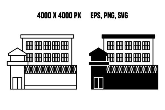 Prison Building Icons: Vector Assets for Design