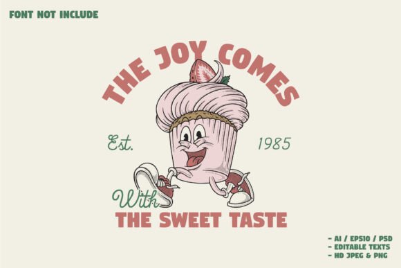 Retro Cartoon Happy Strawberry Cupcake: A Strategic Brand Identity Asset