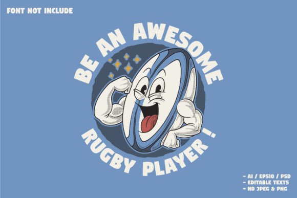 Retro Cartoon Muscular Rugby Ball: A Brand Identity Evaluation