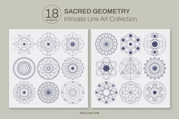 Sacred Geometry Intricate Line Art Set